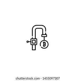 Blockchain Cryptocurrency Icon. Modern computer network technology sign. Digital graphic symbol. Bitcoin mining