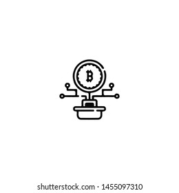 Blockchain Cryptocurrency Icon. Modern computer network technology sign. Digital graphic symbol. Bitcoin mining