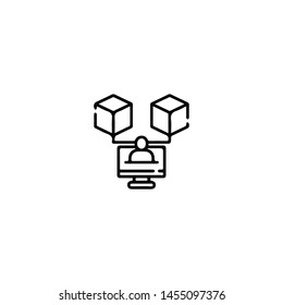 Blockchain Cryptocurrency Icon. Modern computer network technology sign. Digital graphic symbol. Bitcoin mining
