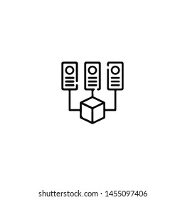 Blockchain Cryptocurrency Icon. Modern computer network technology sign. Digital graphic symbol. Bitcoin mining