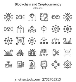 colección de iconos de blockchain y criptomonedas