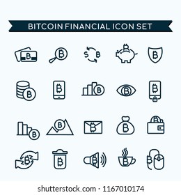 Blockchain Cryptocurrency Icons.  Digital graphic symbol set. Bitcoin mining. Concept design elements.