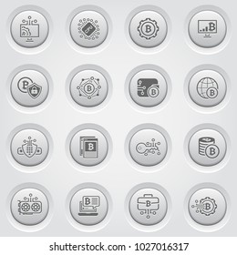 Blockchain Cryptocurrency Icons. Modern computer network technology sign set. Digital graphic symbol collection. Bitcoin mining and Security. Concept design elements.