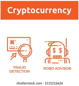 Blockchain Cryptocurrency Icons. Modern computer network technology sign set. Digital graphic symbol collection. Bitcoin mining. Concept design elements. - Vektör