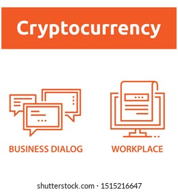 Blockchain Cryptocurrency Icons. Modern computer network technology sign set. Digital graphic symbol collection. Bitcoin mining. Concept design elements. - Vektör