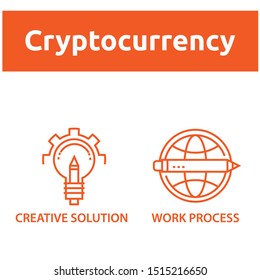 Blockchain Cryptocurrency Icons. Modern computer network technology sign set. Digital graphic symbol collection. Bitcoin mining. Concept design elements. - Vektör