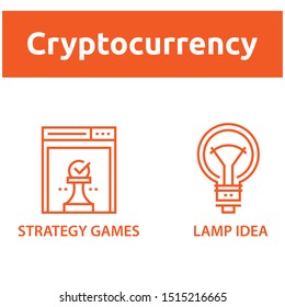 Blockchain Cryptocurrency Icons. Modern computer network technology sign set. Digital graphic symbol collection. Bitcoin mining. Concept design elements. - Vektör