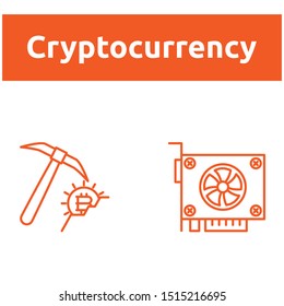 Blockchain Cryptocurrency Icons. Modern computer network technology sign set. Digital graphic symbol collection. Bitcoin mining. Concept design elements. - Vektör