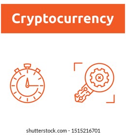 Blockchain Cryptocurrency Icons. Modern computer network technology sign set. Digital graphic symbol collection. Bitcoin mining. Concept design elements. - Vektör