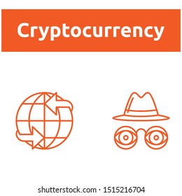 Blockchain Cryptocurrency Icons. Modern computer network technology sign set. Digital graphic symbol collection. Bitcoin mining. Concept design elements. - Vektör