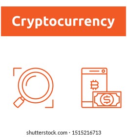 Blockchain Cryptocurrency Icons. Modern computer network technology sign set. Digital graphic symbol collection. Bitcoin mining. Concept design elements. - Vektör