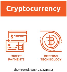 Blockchain Cryptocurrency Icons. Modern computer network technology sign set. Digital graphic symbol collection. Bitcoin mining. Concept design elements. - Vektör