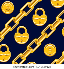 Blockchain Cryptocurrency illustration. Computer network technology. Digital graphic elements. Bitcoin mining. Concept design.