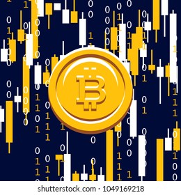 Blockchain Cryptocurrency illustration. Computer network technology. Digital graphic elements. Bitcoin mining. Concept design.