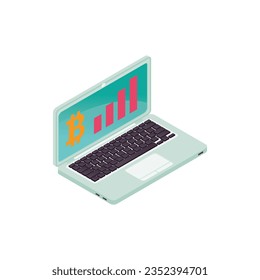 Blockchain cryptocurrency isometric set design
