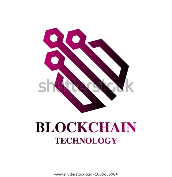 Blockchain Cryptocurrency Logo Modern Computer Network Stock