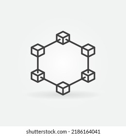 Block-Chain Cryptocurrency vector concept linear icon. Blockchain Crypto symbol in thin line style