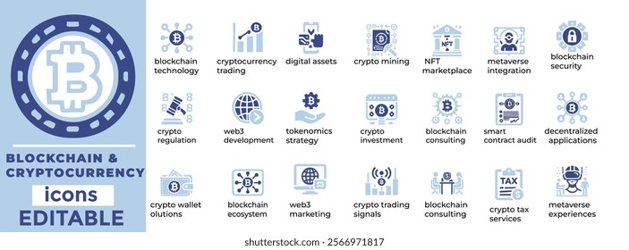 Blockchain and Cryptocurrency vector icon 