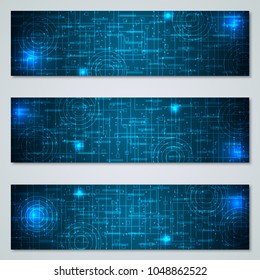 Blockchain, cryptocurrency, virtual money web banners vector templates collection