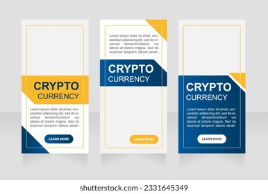 Blockchain and cryptocurrency web banner design template. Vector flyer with text space. Advertising placard with customized copyspace. Printable poster for advertising. Arial font used
