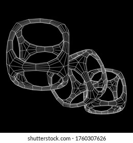 Blockchain cube chain. Square big data flow information. Wireframe low poly mesh vector illustration.