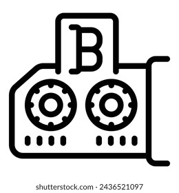 Vector de esquema de icono de moneda de cadena de bloques. Tecnología de cifrado virtual. Token de intercambio de Bitcoin