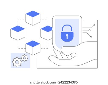 Blockchain cybersecurity isolated cartoon vector illustrations. Transactional data security, blockchain cybersecurity industry, distributed ledger technology, encrypted files vector cartoon.