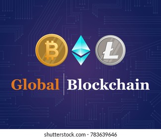 Blockchain design background collection vector