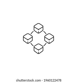 Blockchain design element in outline style or vector icon, Crypto, Money, Online