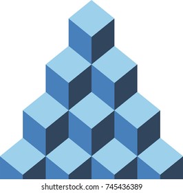Blockchain Digital Cube pyramid. Vector Illustration isolated on white background.