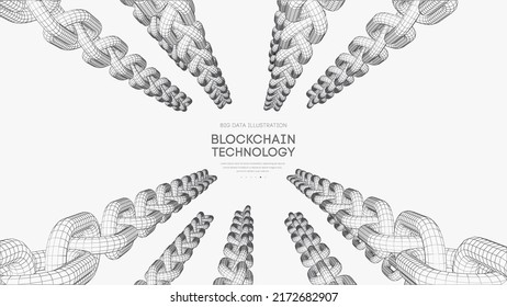 Tecnología digital Blockchain. Fondo vectorial de datos grandes. Fondo vectorial de tecnología de criptodivisa.