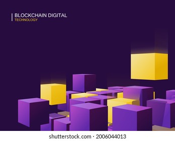 Tecnología digital Blockchain. Ilustración de perspectiva sobre blockchain.
