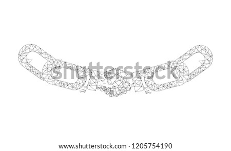 Blockchain digital technology sketch colorless icon vector. Handshake of people making agreements and deal, Financial issues solving of businessmen