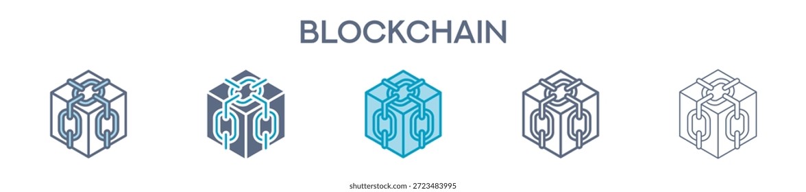 Blockchain Element For Design Graphic - Multi Styles. Vector Illustration Of Two Colored And Black. Multiple Icons Designs Can Be Used For Mobile, Ui, Web