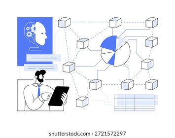 Blockchain für Equity Distribution abstraktes Konzept, Vektorgrafik. Blockchain sorgt für eine transparente Kapitalverteilung zwischen Mitgründern und Investoren. abstrakte Metapher.