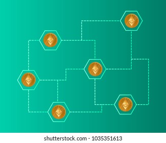Blockchain ethereum cryptocurrency concept background