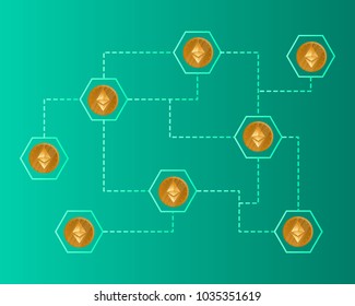 Blockchain ethereum cryptocurrency concept background