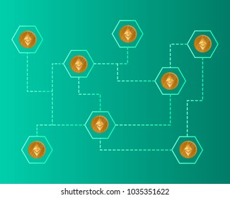 Blockchain ethereum cryptocurrency concept background