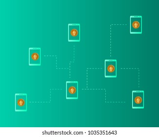 Blockchain ethereum cryptocurrency concept background