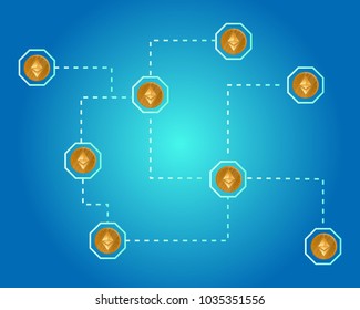 Blockchain ethereum cryptocurrency network background