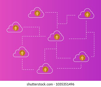 Blockchain ethereum cryptocurrency networking concept background