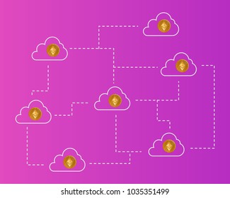 Blockchain ethereum cryptocurrency networking concept background