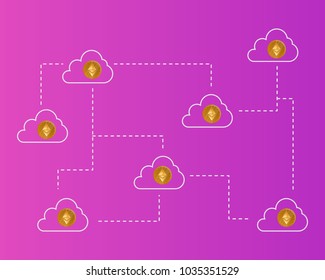 Blockchain ethereum cryptocurrency networking concept background