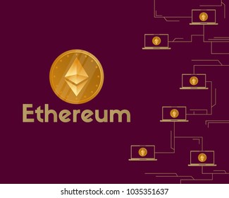 Blockchain ethereum symbol cryptocurrency background
