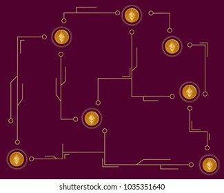 Blockchain ethereum symbol cryptocurrency background