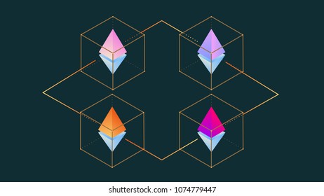 Blockchain ethereum vector illustration
