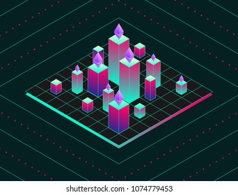 Blockchain ethereum vector illustration
