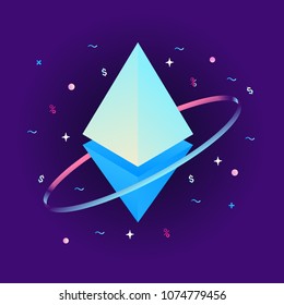 Blockchain ethereum vector illustration