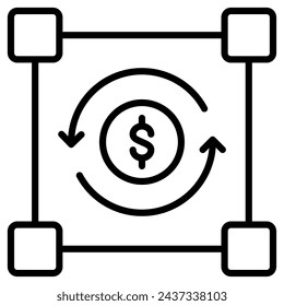 Ilustración de vector de línea de icono de Blockchain Finance