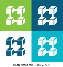 Blockchain Flat cuatro colores mínimo conjunto de iconos